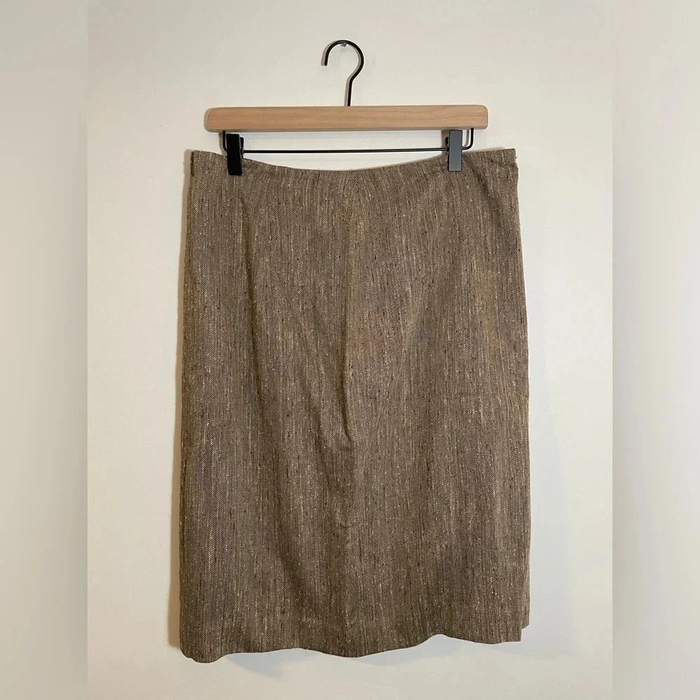 NWT Tesori Nordstrom Brown/ Cream Tweed/Chevron Viscose/Wool/Silk Pencil Size 12